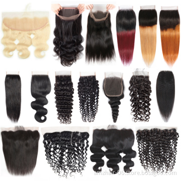 5x5 6X6 HD Lace Closure Frontal Pre Plucked Raw Brazilian virgin Human Hair Cheap Transparent 13x4 13x6 360 Lace Frontal Closure
